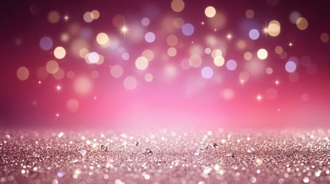 Sparkling silver glitter texture on pink background
