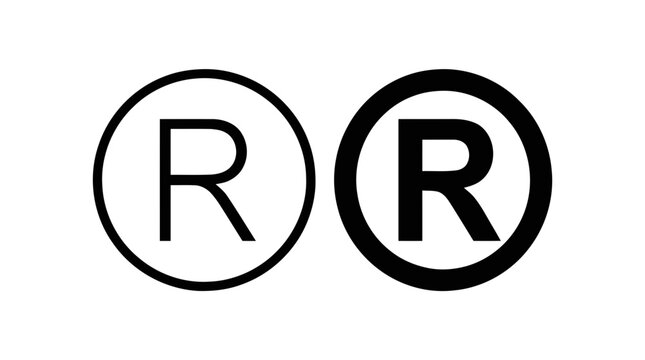 Vector illustration of registered trademark symbol icon set on a transparent background