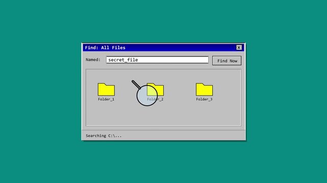 Retro Computer File Search Window Animation