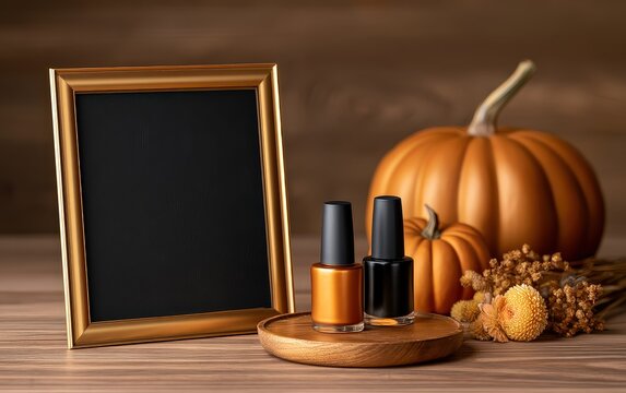 Autumn Harvest Celebration with Pumpkin Chalkboard and Nail Polish