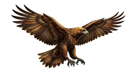 Obraz premium Flying Eagle Bird Vector Illustration Isolated on White Background