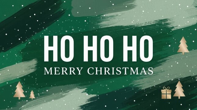 Merry christmas ho lettering on green brush background