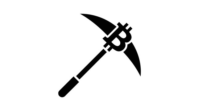 Vector illustration of bitcoin mining tool icon on a transparent background