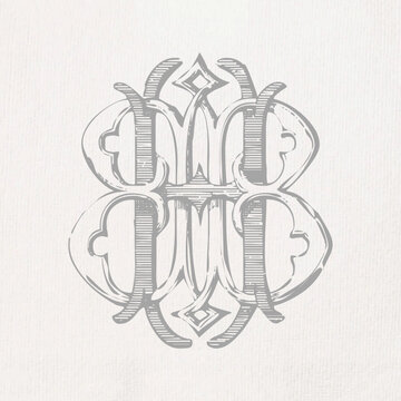 Vintage Monogram BHB : Instant Download / Digital FILE