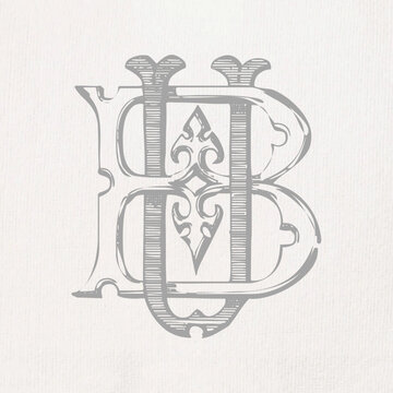 Vintage Monogram BH - HB : Instant Download / Digital FILE
