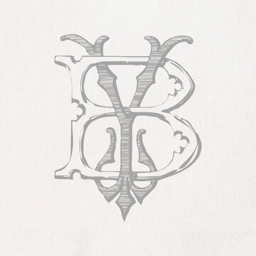 Vintage Monogram YB - BY : Instant Download / Digital FILE