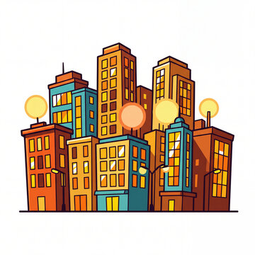 Stylized Cartoon Citylight Ad Box Illustration with Bold Outlines
