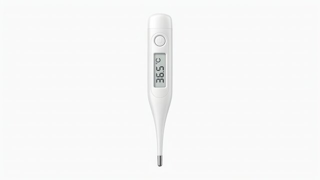 A digital medical thermometer showing normal body temperature isolated on white background. Perfect for healthcare and wellness concepts.