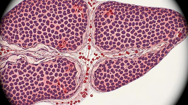 Healthy liver tissue toward chronic liver disease, beginning with well-organized healthy hepatocytes arranged in liver cell plates