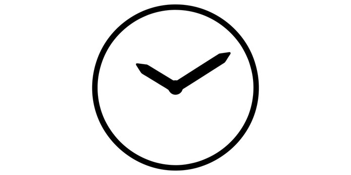 Round clock face icon with black hands indicates time management concept.