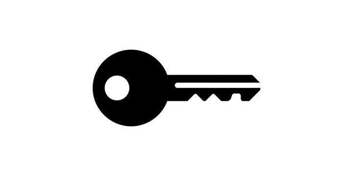 Security key icon black flat graphic for access control and authentication.