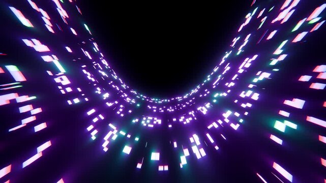 Abstract neon digital high-tech pixels squares technology background 4k	seamless loop