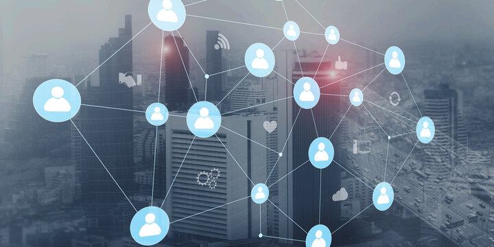 Social Business Connectivity Concept with Networked People Icons