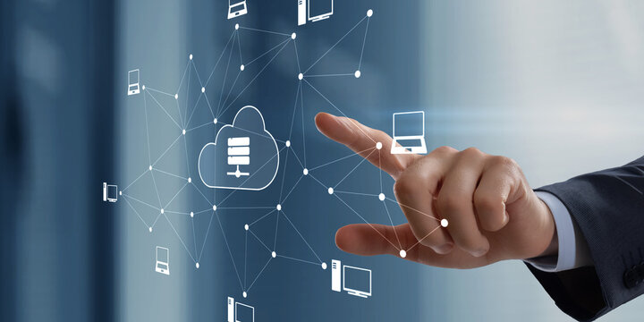 Cloud Computing Network with Data Storage and Human Hand Interaction