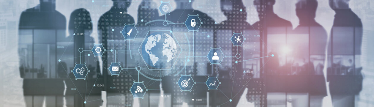 Global Digital Transformation Concept with Business Data Networks and Analytics