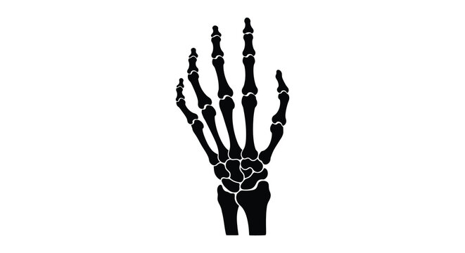 Human hand skeleton depicted as a black silhouette
