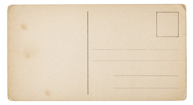 Blank Vintage Postcard Back Template on transparent background
