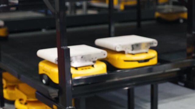 Automated supply chain and freight transportation system with modern equipment.