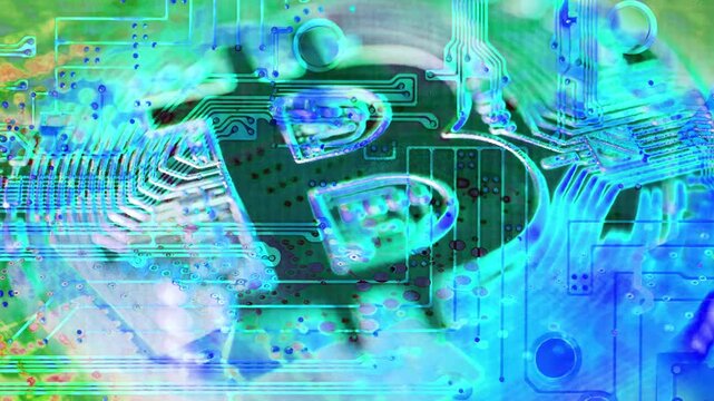 Colorful creative animation 4K. Bitcoin crypto money concept. Blockchain financial and economic art.