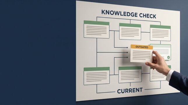 Support AI trust and accountability by managing knowledge updates and removing outdated metrics on a corporate diagram