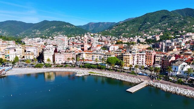 View of Rapallo in the Metropolitan City of Genoa, Liguria, Italy