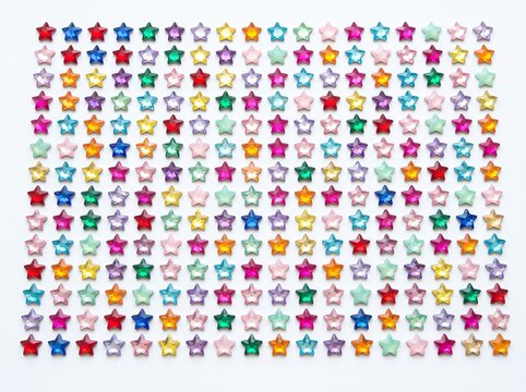 Colorful Star Rhinestones Pattern Background on White