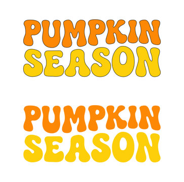 Retro groovy pumpkin season typography design
