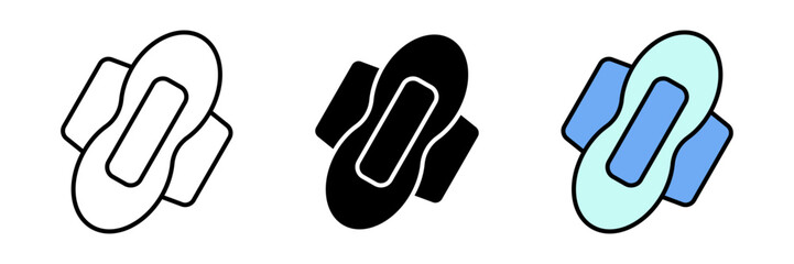 Clean pad icon representing a sanitary pad, menstrual hygiene, feminine care, and personal hygiene. Designed in stroke, filled, and colored vector styles for feminine hygiene and healthcare. © Ansa