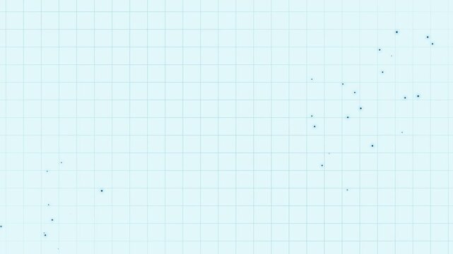 Dynamic moving grid lines with floating light particles on soft gradient corners. Abstract geometric futuristic background. Seamless loop 4K motion graphics.