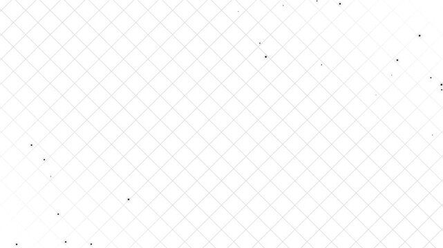 Dynamic moving grid lines with floating light particles on soft gradient corners. Abstract geometric futuristic background. Seamless loop 4K motion graphics.