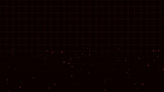 Dynamic moving grid lines with floating light particles on soft gradient corners. Abstract geometric futuristic background. Seamless loop 4K motion graphics.