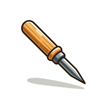 Bookbinding scratch awl tool flat vector illustration paper crafting tool icon isolated on white background