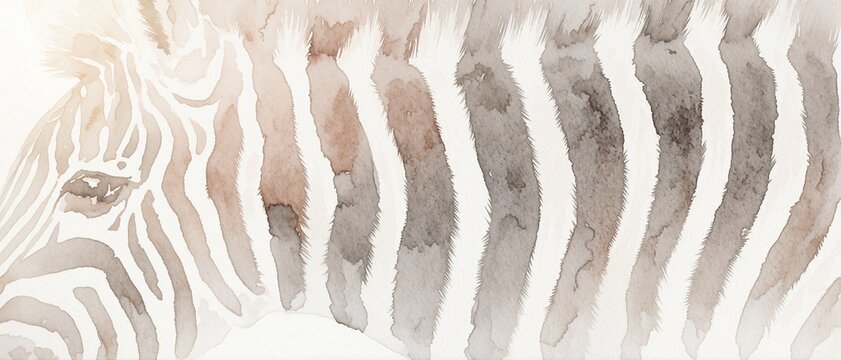 Watercolor illustration of zebra stripes and eye
