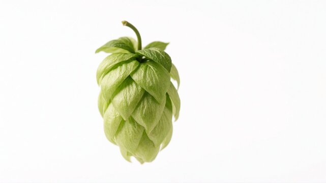 Fresh Green Hop Cone Isolated on White Background