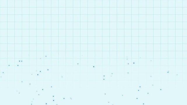 Dynamic moving grid lines with floating light particles on soft gradient corners. Abstract geometric futuristic background. Seamless loop 4K motion graphics.