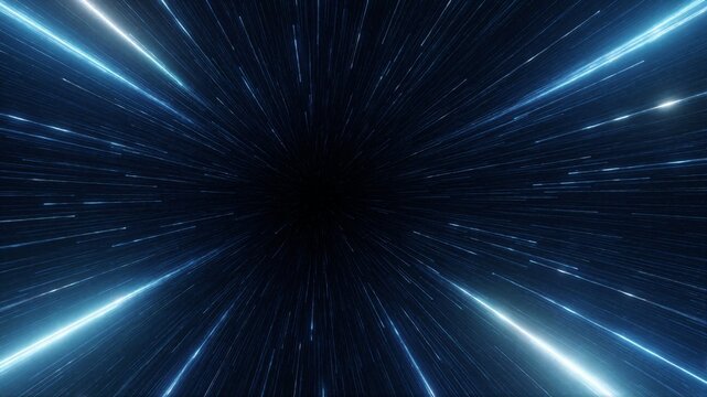 Blue hyperspace warp speed background