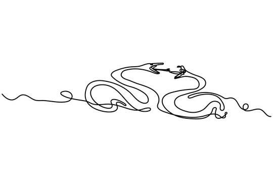 Snake continuous line minimalist animal illustration