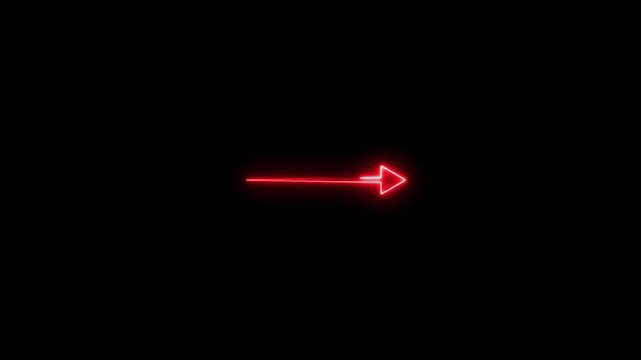 Glowing neon share icon animation with curved arrow on a black background. Neon share icon for all social media communication.