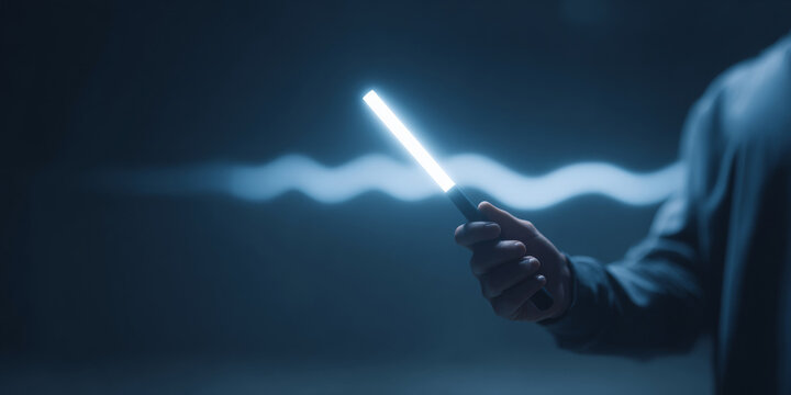 Person Holding Glowing Light Stick