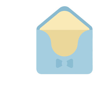 Blue envelope with yellow insert and bow tie