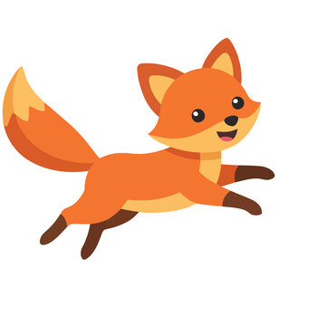 Cartoon fox running isolated on transparent background