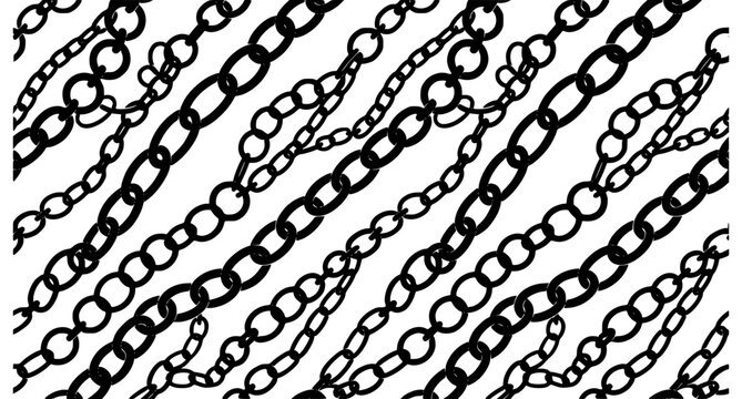 Black Interlocking Chain Seamless Pattern Vector for Jewelry Textile Wallpaper and Wrapping Paper