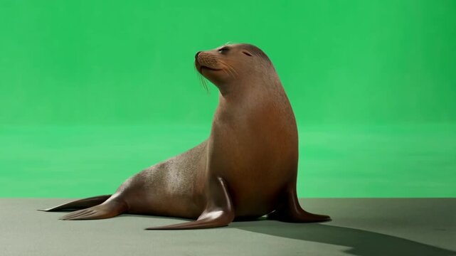 Playful Sea Lion Swimming Green Screen Video