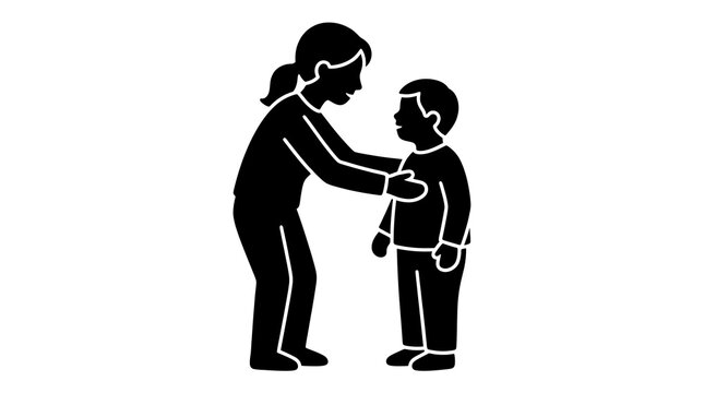 Mother Talking to Child Silhouette Icon