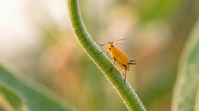 milkweed aphid close up at morning light in pacific grove california video