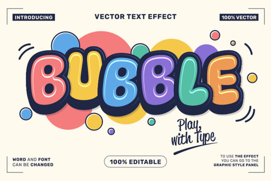 Editable Bubble Cartoon Text Effect for Kids Poster Branding and Social Media Design