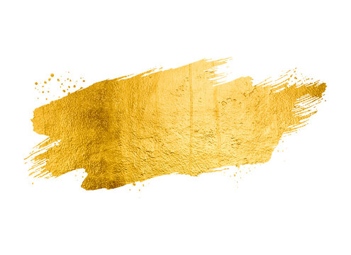 A curvy gold brush stroke on a white background