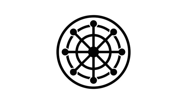 Vector illustration of dharmachakra wheel symbol icon on a transparent background