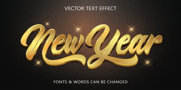 Golden new year editable text effect