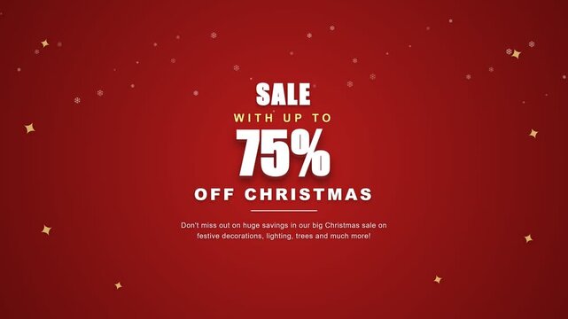 Animated Red Christmas Sale Up To 75 Percent Off Title Video Overlay